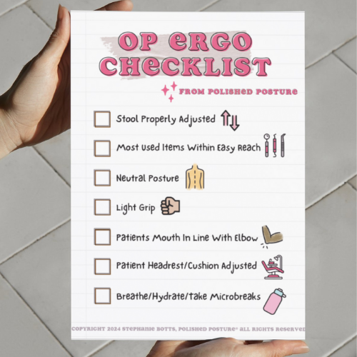 OP Ergo Checklist - Laminated Sign with Hanging Sticker