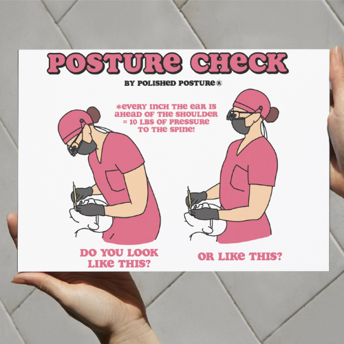 Posture Check Guide - Laminated Sign with Hanging Sticker