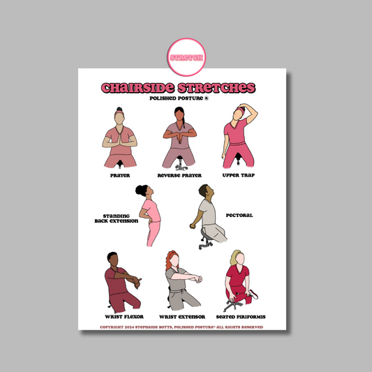 Chairside Stretches - Laminated Sign with Hanging Sticker