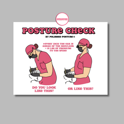 Posture Check Guide - Laminated Sign with Hanging Sticker